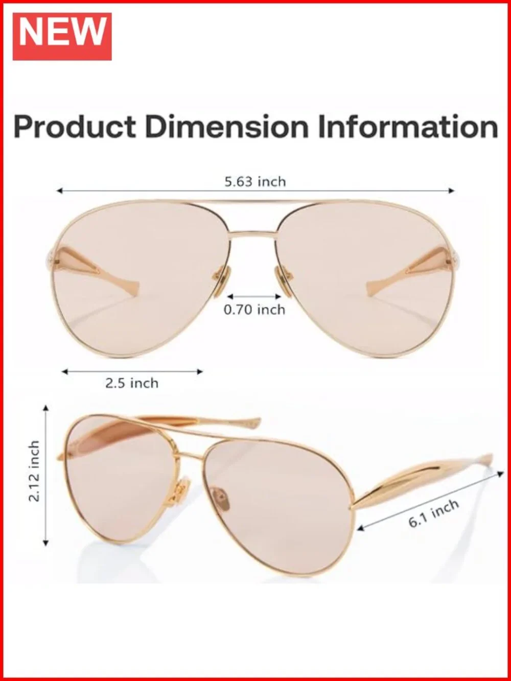 Oversized Aviator Sunglasses Metal Frame UV400 Polarized Shield Sunglasses